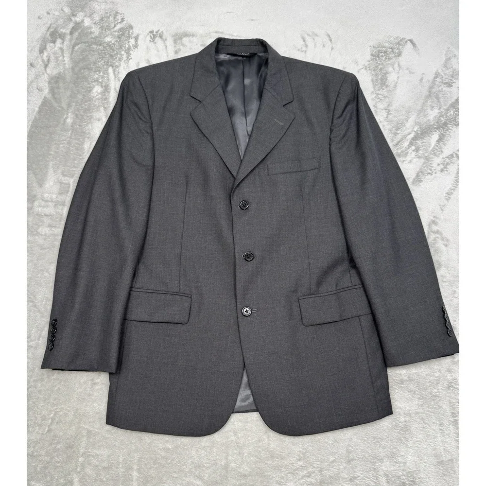 Jos A Bank Gray Sport Coat Mens 40S Charcoal Black Suit Blazer Jacket 100% Wool